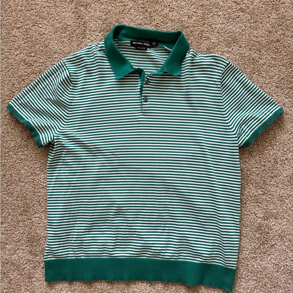 Michael Kors Polo in Teal and White Stripes